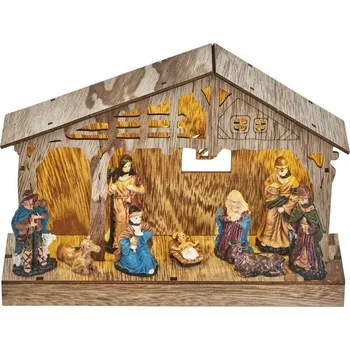 Vánoční dekorace Betlém - LED - teplá bílá s časovačem, 26cm