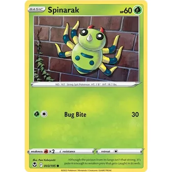 Karetní hra Spinarak 003/195 - Silver Tempest Typ karty: Non-Holo