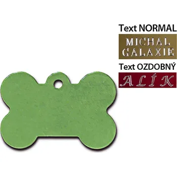 psí známka QUICK TAG gravírovací známka - zelená kost (L)