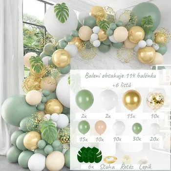 Balónek Nafukovací balónky v pastelových barvách avokáda s listy - Girlanda