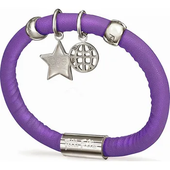 Náramek Folli Follie Dámský náramek Folli Folly 1B13F046 Kůže (16 cm) Barva: Fialová