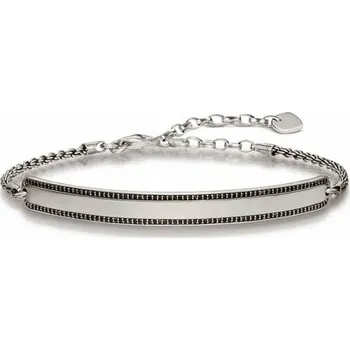 Šperk Unisex náramek Thomas Sabo LBA0009-643-11 Černá Stříbro Stříbřitý Rozmer: 16,5-19,5 cm