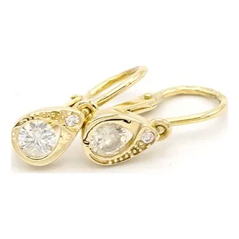 Náušnice Zlaté dětské náušnice kapky se zirkony 1,14g
