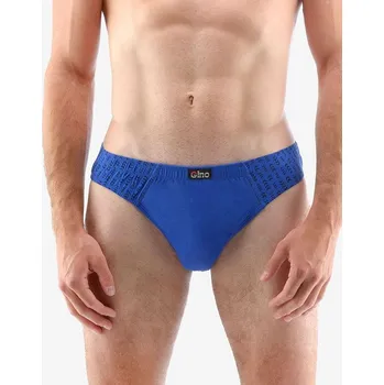 Pánské oblečení GINA pánské slipy s úzkým bokem, úzký bok, šité, s potiskem 70067P modrá lékořice 54/56