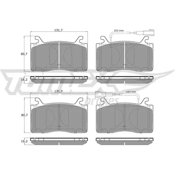 Brzdová destička Sada brzdových destiček, vždy 4 kusy v sadě TOMEX Brakes TX 19-42