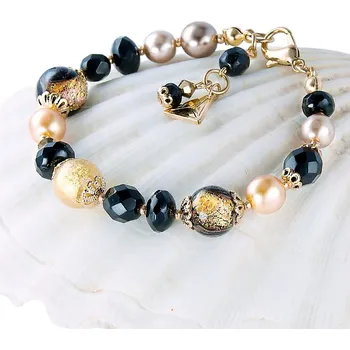 Náramek Lampglas Náramek Golden Ground s 24kt zlatem v perlách Lampglas