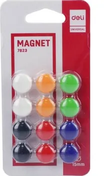 Dekorativní magnet Deli Magnety bílé/oranžové/zelené/červené/černé/modré 12 ks