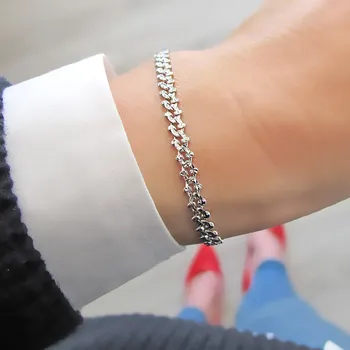 Náramek Stříbrný náramek pilovitý 4,2mm Rhodium 3,90g 19cm Stříbro 925/1000