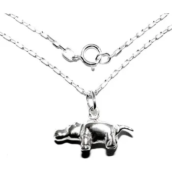 Přívěsek Stříbrný přívěsek hroch na řetízku - P704/VO4D (Sada přívěsek figurka 3D hroch na řetízku)