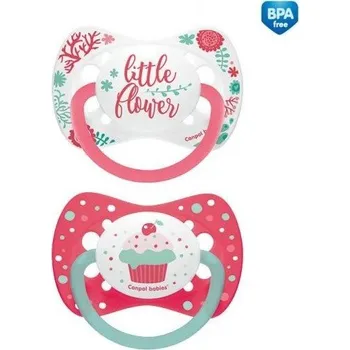 dudlíky Canpol Babies Sada 2 ks symetrických dudlíků, 0 - 6 m, Canpol Babies - Little flower, Cupcake