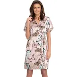 Italian Fashion Saténový župan Farfalla béžový s motýly Velikost: M