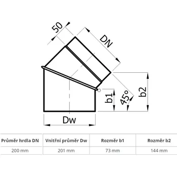 Kouřovod Koleno regulovatelné 0 - 45° (200 mm)