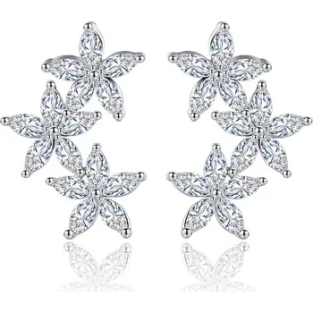 Náušnice B-TOP Dámské náušnice ZIRKONOVÝ KVĚT - bílé pozlacení