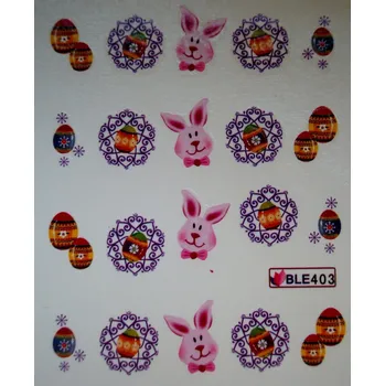 Vodolepky na zdobení nehtů - Růžový Králík a Velikonoční Vejce BLE403 20 ks