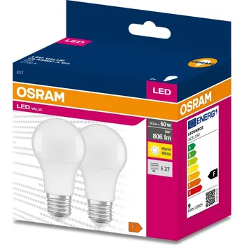 Osvětlení 2PAK LED žárovka LED E27 A60 8,5W = 60W 806lm 2700K Teplá 200° OSRAM VALUE