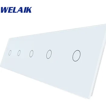 vypínač WELAIK pětinásobný panel vypínače skleněný 1+1+1+1+1 -bílý