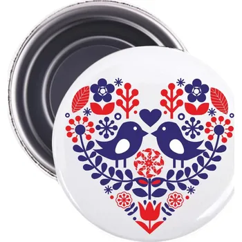 Dekorativní magnet Slovenské Srdce Magnetka - Lidové Srdíčko - Bílá