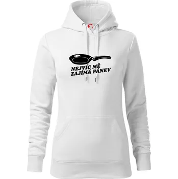 Dámská mikina Nejvíc mě zajímá pánev - Mikina dámská Cape s kapucí - M ( Bílá )