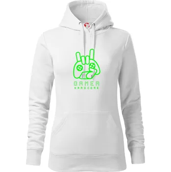 Dámská mikina Hardcore gamer - ruka - zelená - Mikina dámská Cape s kapucí - 2XL ( Bílá )