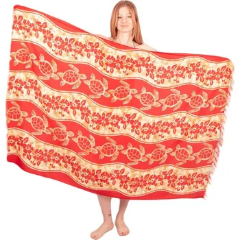 Šátek Sarong / pareo / plážový šátek Turtles in stream Red, Sittar.cz