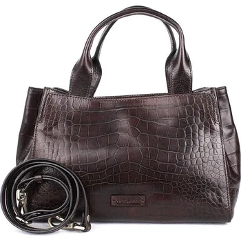 Kabelka Luxusní střední kožená kabelka do ruky Gianni Conti 15 tmavěhnědá