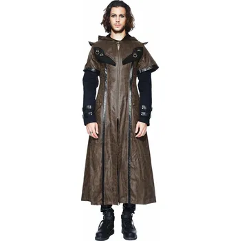 Pánský kabát kabát pánský DEVIL FASHION - Fifth Symphony Steampunk Trench Coat With Cape Collar