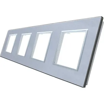 Elektrická zásuvka WELAIK rámeček na 4 zásuvky skleněný - šedý