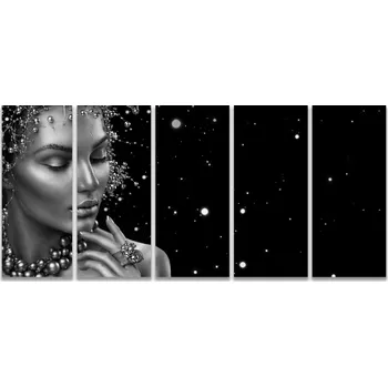 Obraz Malvis ® Obraz žena stříbrné odstíny Velikost: pětidílný obdélník - 100x45 cm