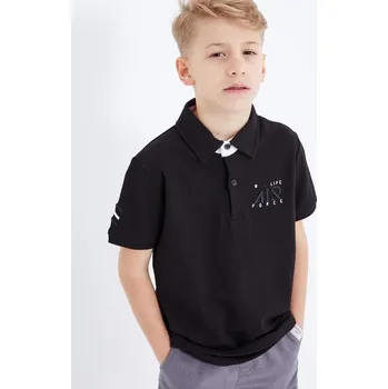 Chlapecké polo triko s výstřihem černé, Velikost 9-10 roků