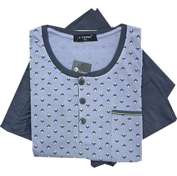 Pánské pyžamo Panské bavlněné pyžamo s dlouhým rukávem Big C-Lemon - AH787T Barva: Šedá, Velikost: 4XL