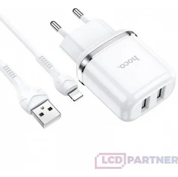 Pouzdro na mobilní telefon hoco. Sada dvou USB nabíječek N4 s bleskovým kabelem bílá
