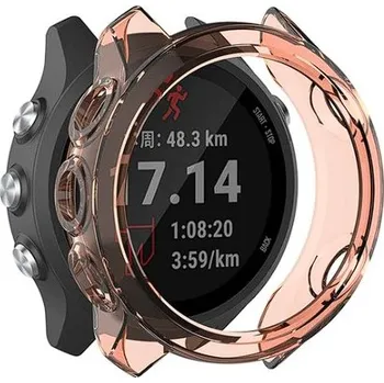 Chytré hodinky Silikonové pouzdro pro chytré hodinky Garmin Vivoactive 4 oranžová průhledná (Obal, kryt pro Garmin Vivoactive 4 oranžový čirý silikon)