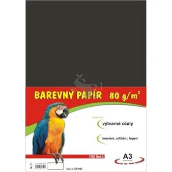 Barevný papír Barevný papír A3/100/80g černý, Stepa