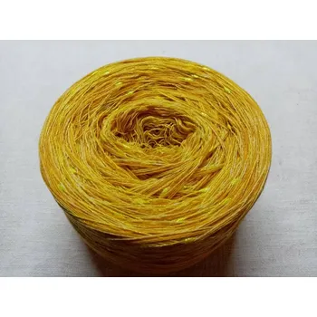 Příze Merino Zlaté slunce 3-nitka 1000m s nopkovou nitkou (Duhové merino klubko s nopky Zlaté slunce)