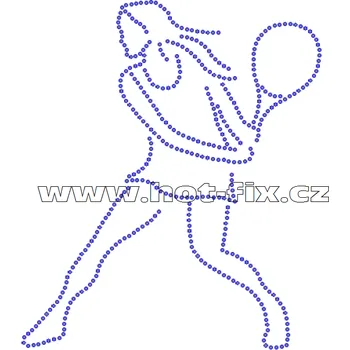 C110 - tenistka nažehlovací hot-fix kamínková aplikace na textil, rozměr cca 15,0x17,5cm barva: kameny barva 101 Crystal /stříbrná