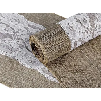 Pro Háčkování Běhoun jutový s krajkou 4,5 x 0,24 m přírodní