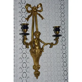 Svícen Zámecký svícen s amorkem na zeď - porcelán + bronz