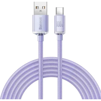 Náhradní díl pro mobilní telefon Baseus CAJY000505 Crystal Shine Series Datový Kabel USB - USB-C 100W 2m Purple