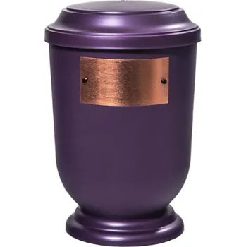 Smuteční dekorace Pohřební Plastová urna na popel, oválné prohlé víčko, fialová, štítek č. 53, 100 x 50, bez výzdoby