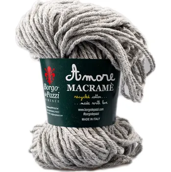 Příze Borgo de' Pazzi Amore Cotton Macrame 74 Světle šedá (Borgo de' Pazzi Recyklovaná bavlna Macrame 74)