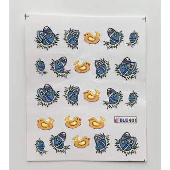 Vodolepky na zdobení nehtů - Modrá vajíčka a kuřátka BLE401