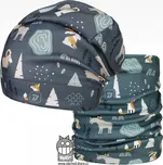 Flísová čepice a nákrčník Dráče - Yetti 04, šedá, lesní zvířátka Barva: Šedá, Velikost: 54-56