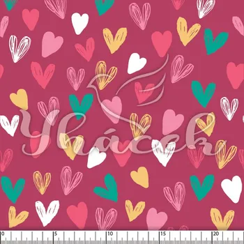 Zakázkový tisk, softshell, kočárkovina... Šrafovaná srdíčka na fuchsiové Látky k tisku: Microfirba