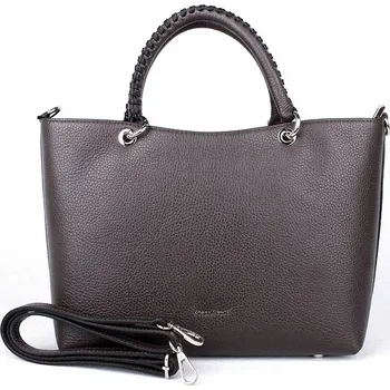 Kabelka Střední značková tmavěhnědá kožená kabelka do ruky Gianni Conti 168