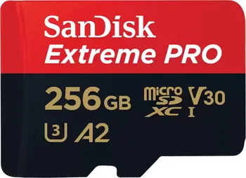 paměťová karta SanDisk Extreme Pro microSDXC 256 GB Class 10 + adaptér (SDSQXCD-256G-GN6MA)