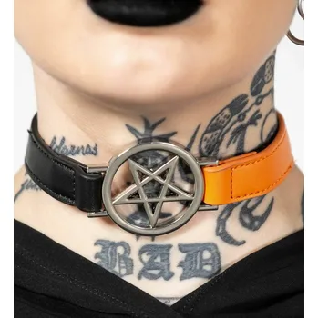 Přívěsek obojek KILLSTAR - Penta Half Choker - Black/Orange