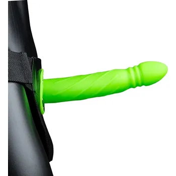 Připínací penis Ouch! Glow in the Dark Twisted Hollow Strap-on 8" 20cm