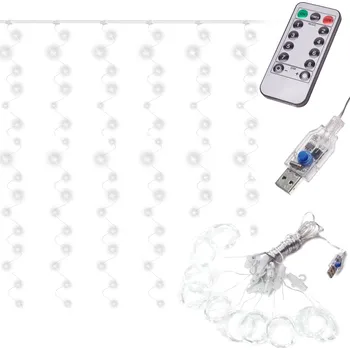 Vánoční světelný závěs Světelný závěs KX5242_1 300 LED studená bílá