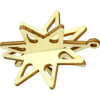 DOPRODEJ - Dřevěný výřez hvězda 3D, prům. 6 cm, 1ks