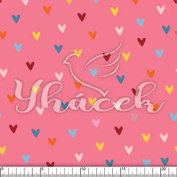 Zakázkový tisk, softshell, kočárkovina... Drobná srdíčka na růžové Látky k tisku: Fleece